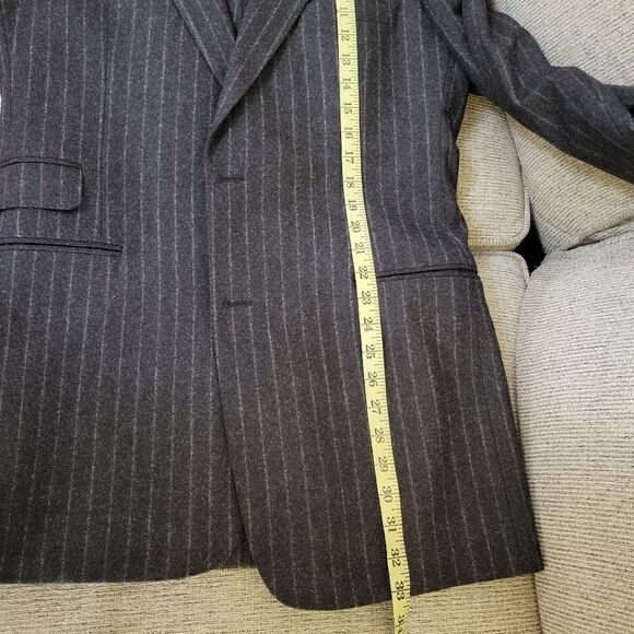 Paul Stuart Men's Dark Grey Striped Wool Blazer Size 41 XL - Picture 12 of 13